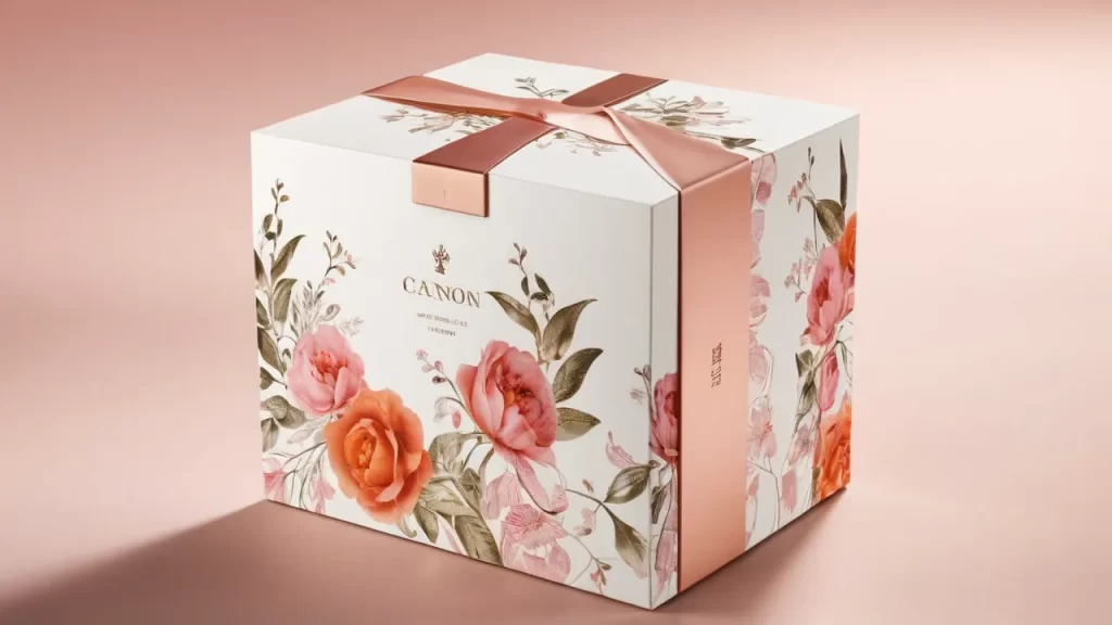 cosmetic box with ribbon