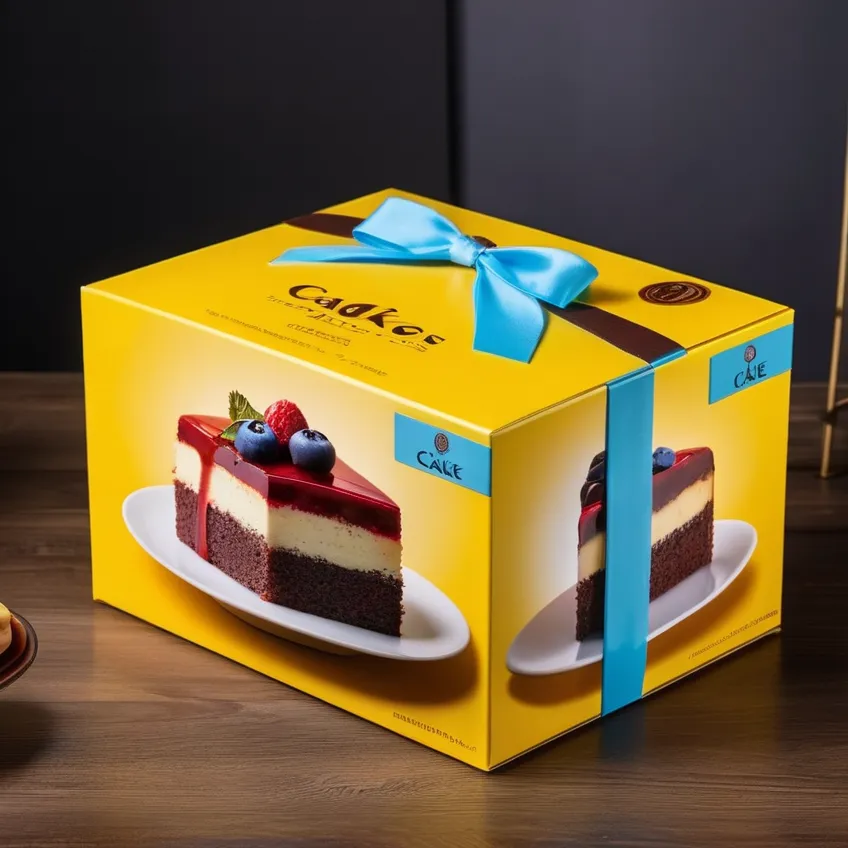 cake box with ribbon