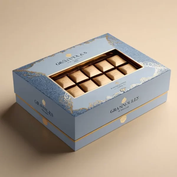 Chocolate box with window packaging illustration
