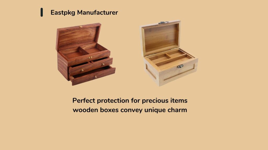 Wooden storage boxes with lids for home decor