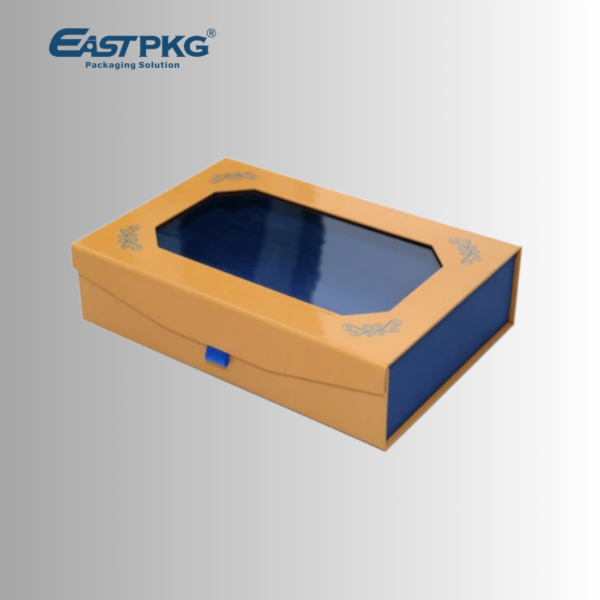 Gift boxes with transparent window packaging illustration