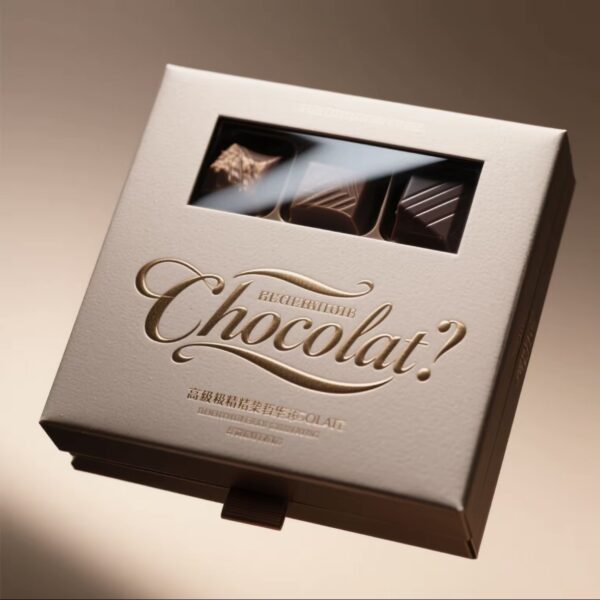Chocolate box with window packaging illustration