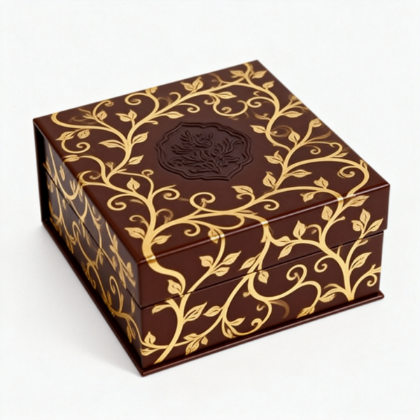 Black Embossed Cigar Box packaging illustration