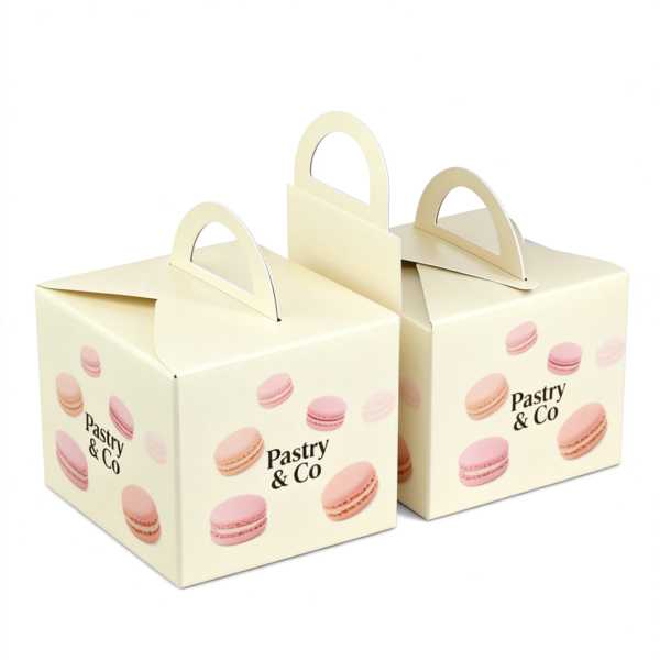 Cake Box with Handle packaging illustration