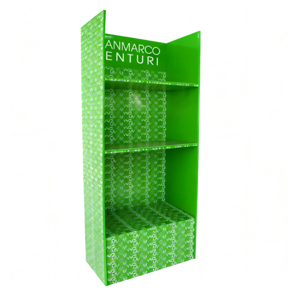 Printed Three-Shelf Luggage Display packaging illustration