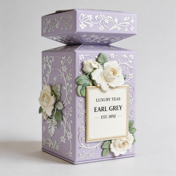 Embossed Perfume Box packaging illustration