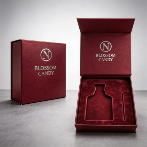 Book Shape Magnetic Perfume Box packaging illustration